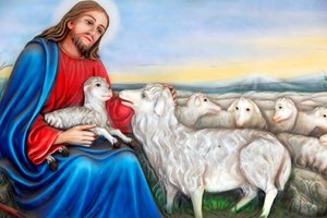 Franciscaanse missionarissen van Maria kerk, Jezus, de goede herder, Schilderij, Ho Chi Minhstad, Vietnam